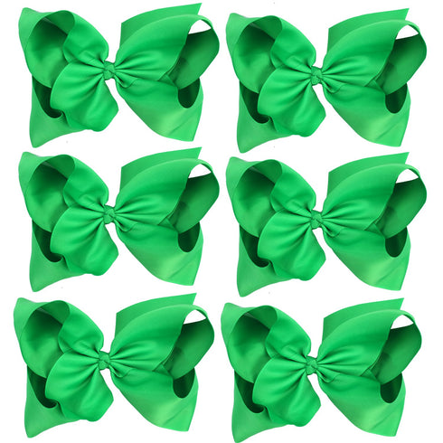Huge Boutique Hair Bows Alligator Clips 6 Pcs 8 Inch for Infant Baby Girl Teens Girls Women (Green)...