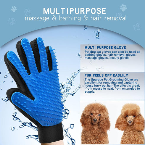 Pet Grooming Brush Double-Sided Undercoat Rake for Dogs & Cats - Shedding and Dematting Comb for Dogs &Gentle Deshedding Brush Glove Grooming kit ...