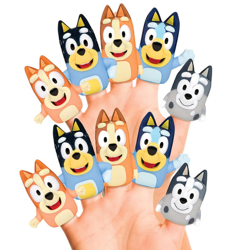 Bluey Bath Finger Puppets, 10 Pc - Party Favors, Educational, Bath Toys, Story Time, Beach Toys, Playtime, Stocking Stuffer...