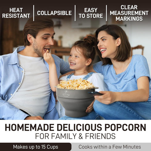 Zulay Microwave Popcorn Popper - BPA-Free Silicone Popcorn Popper Microwave Popcorn Bowl - Collapsible Microwave Popcorn Maker - Family Movie Nigh...