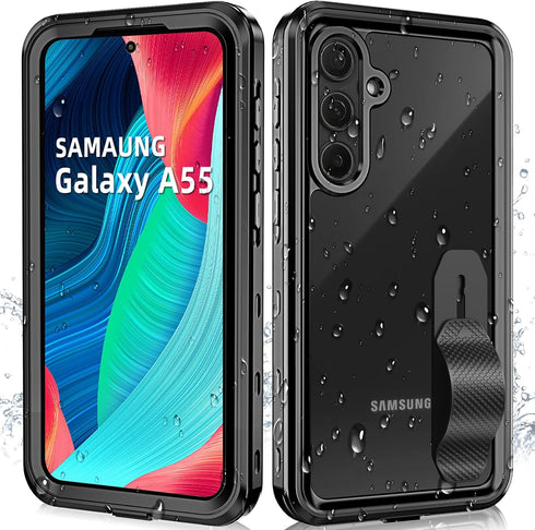 for Samsung Galaxy A55 5G Waterproof Case with Built-in Screen Protector-Rugged Full Body Dustproof Shockproof Drop with Cell Phone Ring Holder fo...
