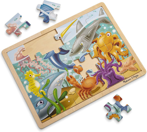 Melissa & Doug Under the Sea Ocean Animals Wooden Jigsaw Puzzle With Storage Tray (24 pcs)...
