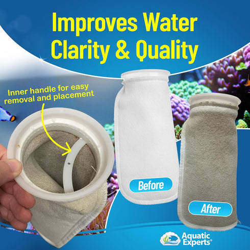 Aquatic Experts 4 inch Ring 100 Micron Felt Filter Sock - Filter Socks for Saltwater Aquarium, Sump Filter Sock, Freshwater Aquarium Socks, Reef F...