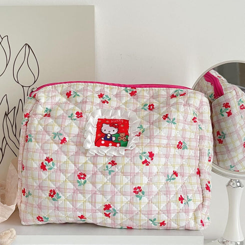 Kawaii Kitty Makeup Bag,Cute Kitty Cat Cosmetic Bag Travel Toiletry Bag,Kitty Travel Portable Makeup Bag for Girls and Women (Red)...
