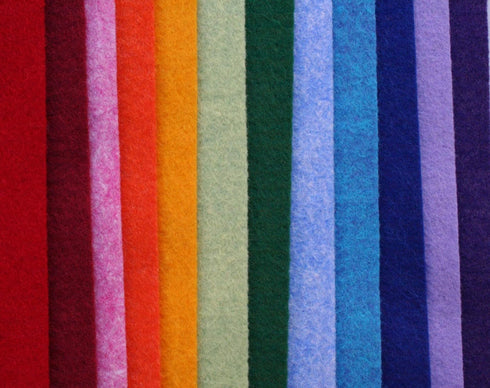 Wool Felt Blend, Merino Wool and Rayon, All Natural fibers, 9x12 inch, 12 Sheets (Rainbow)...