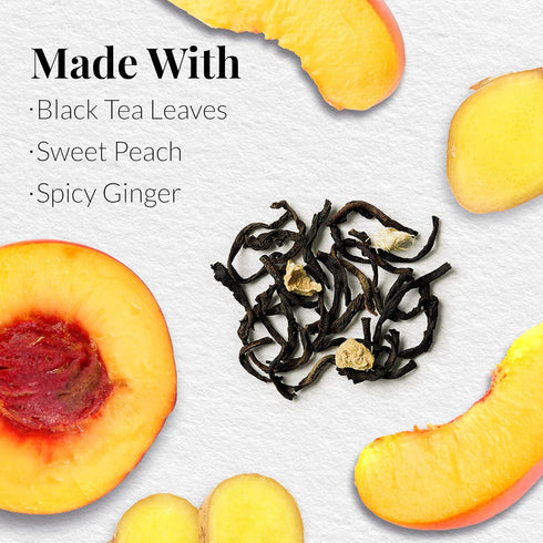 The Republic of Tea Ginger Peach Black Full-Leaf Loose Tea 3.5 oz Tin, Steeps 50 Cups | Caffeinated...
