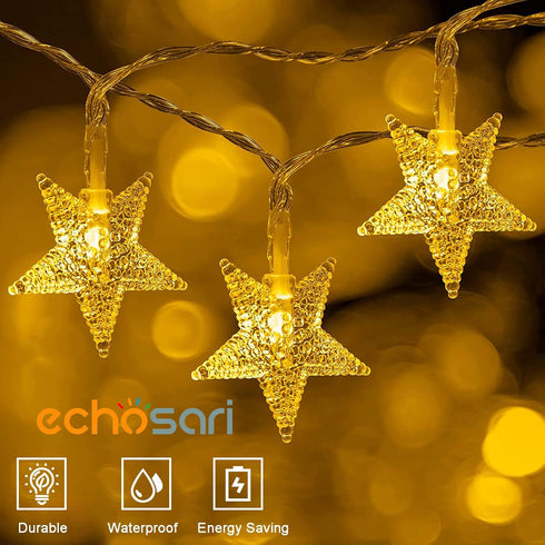 echosari Star String Lights Battery Operated, Auto Timer LED Star Fairy String Lights 158IN with 8 Modes for Kid Room Bedroom Party Garden Wedding...