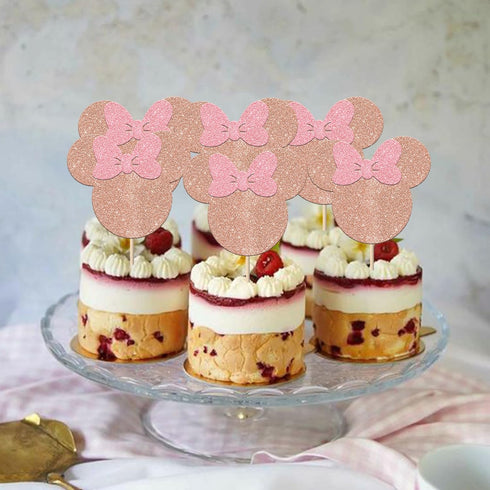 36 Pack Mouse Inspired Cupcake Toppers with Bow Mouse Birthday Cake Decorations Mini Cupcake Picks for Mouse Themed Baby Shower Kids Birthday Part...