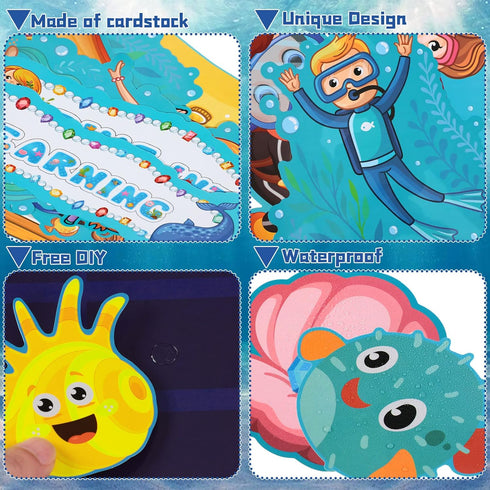 49 Pieces Ocean Beach Theme Classroom Bulletin Board Decoration Sets Dive Into Learning Bulletin Board Sea Animal Jeweled Fish Cutouts Divers Cuto...