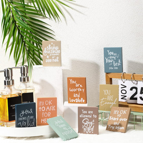 9 Pcs Mental Health Reminders Gifts Positive Affirmations Wall Decor Therapists Office Table Decor Psychology Feelings Shelf Decors Mini Inspirati...