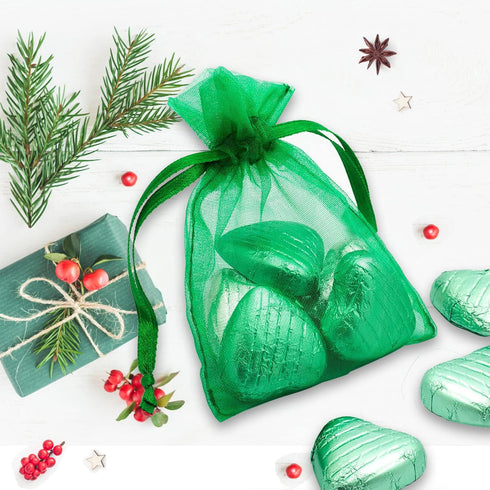 50Pcs 3x4 Inch Organza Bags with Drawstring, Green Small Mesh Gift Jewelry Candy Pouch Christmas Wedding Party Favor Bags...