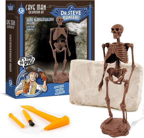 Geoworld Cave Man Skeleton Excavation Kit – Assemble an 8-Inch Neanderthal Model – Perfect STEM Activity for Kids Aged 6+, Brown...