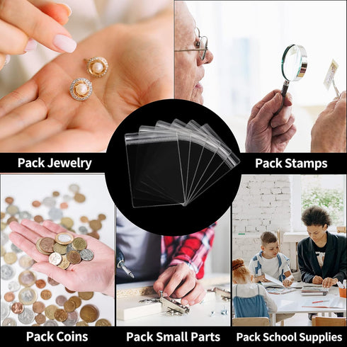 40 PCS Universal PVC Ziplock Bags - 4 x 3 in Self Seal Clear Pockets for Jewelry Coins Medals Stamps Souvenir Cards Collection Packing Pouch Anti-...