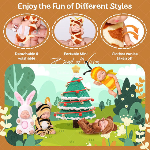 6 Sets 4 Inch Dolls Mini Reborn Baby Dolls,Realistic Baby Doll Set for Girls Boys Toddlers and Kids 3+ (A)...