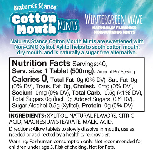 Nature's Stance Xylitol Mints for Cotton Mouth Relief, Dry Mouth Lozenges Sugar Free, Mouth Watering Mints - Stimulates Saliva & Freshens Breath, ...