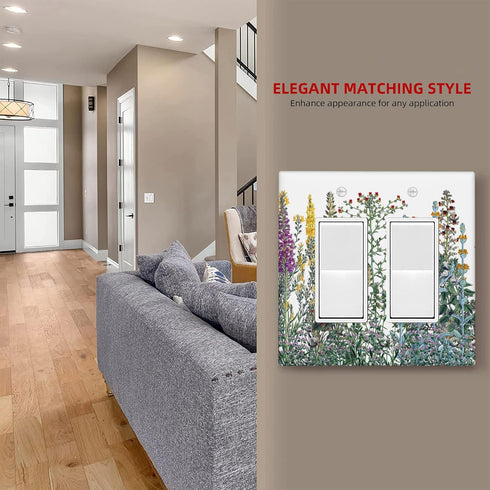 Light Switch Cover Decorative 2 Gang Double Rocker Switch Plate Covers Flora Graeca Greek Herbs Wall Plates for Light Plates Switch Covers for Roo...