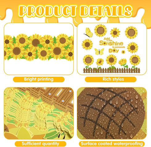 Fulmoon 55 Pcs Sunflower Bulletin Board Set Religious Sunflower Cutouts with Butterflies Fences Bulletin Cardboard with Inspiring Bible Verses for...