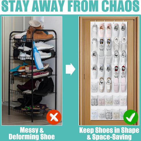 Tiblue Over The Door Shoe Organizer 35 Mesh Pockets Hanging Shoe Organizer Shoe Rack For Door Closet Entryway Bedroom Pantry Organizer - Shoe Hold...