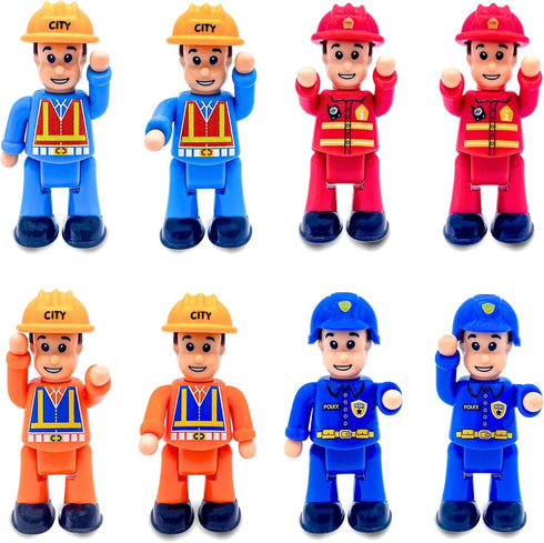 PlenPLAY 8 Piece Community Helpers Toys - People Figures for Kids: City Edition - Firefighters, Police Officers, Construction Workers, Community H...
