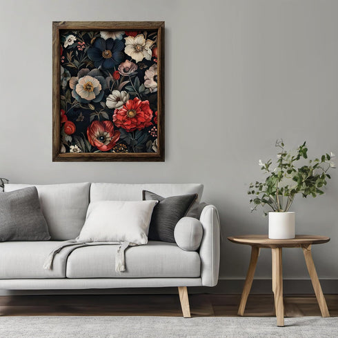 Posterizer 1 pcs-red and gray lush flowers-Floral & Botanical Art-Abstract & Modern Art-Gift for Men Women Entrepreneur Teens-Decor for Home & Off...