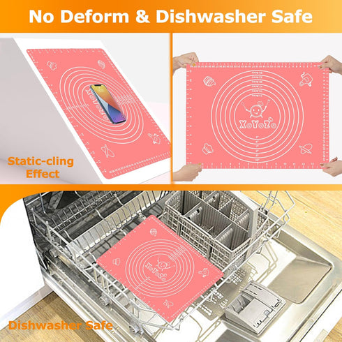 Silicone Pastry Mat for Baking, Dough Rolling Mat Non Stick Dough Mat with Measurement Baking Mat, Kitchen Counter Mat for Pie, Crust, Pizza, Cook...