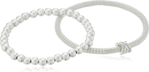 Nine West Silver-Tone 2 Row Stretch Bracelet...