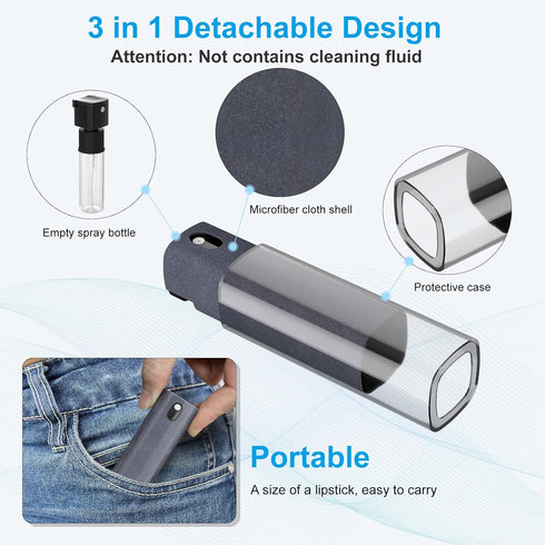 BoYata Screen Cleaner Kit 4PCS, 3-in-1 Touchscreen Mist Cleaner Spray Bottle & Microfiber Cloth, Portable Reusable Empty Spray Bottle for Phone/La...