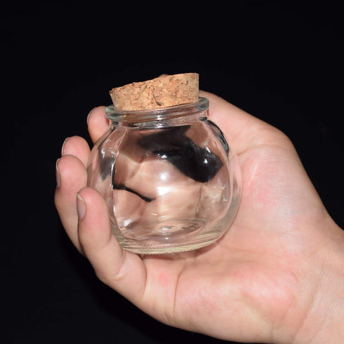 Clear Glass Bottle With Cork Stopper Assorted Shapes Bud Vases Jars Message Wish Bottle 1 Piece (Round Ball)...