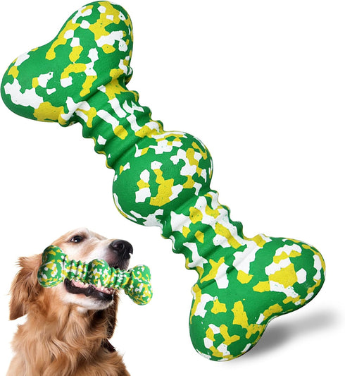 Dog Chew Toy for Aggressive Chewers Large Breed - Tough Durable Dog Toys for Medium/Large Dogs - Indestructible Natural Rubber Bone Toys for Teeth...