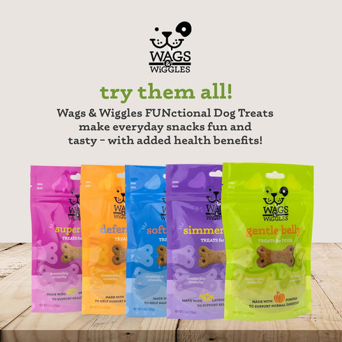 Wags & Wiggles Gentle Belly Functional Treats for Dogs, Chicken Flavor, 5.5 Resealable Bag| Digestive Support | Pumpkin Dog Treats for Dogs with S...