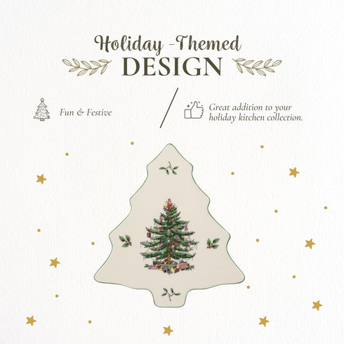 Spode Christmas Tree Trivet - 8" Heat Resistant Porcelain Christmas Holiday Tabletop Protector - Dishwasher Safe...