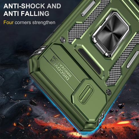 iPhone X/Xs Case, Slide Camera Protective Cover, Rotate Kickstand, Shockproof Cover (Green)......