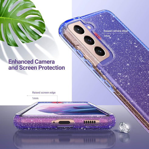 ULAK Galaxy S21 Case, Clear Glitter Case Sparkly Soft TPU Bumper Bling Cover for Women Girls Transparent Protective Phone Case for Samsung Galaxy ...