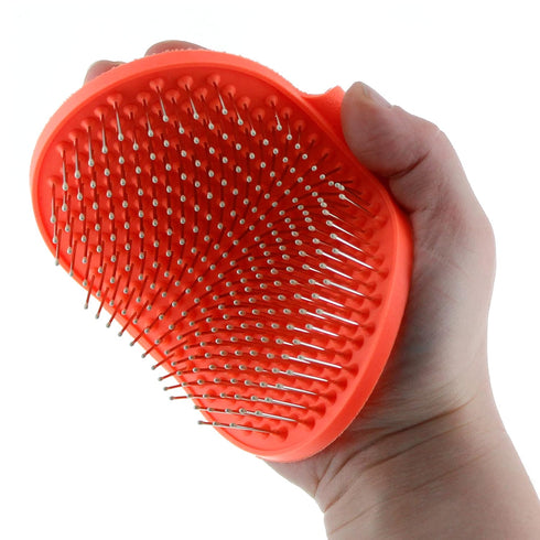 Raw Paws Grooming Brush, 1 ct - Hand-Held Rubber Tipped Pin Brush for Dogs & Cats - Dog Pin Brush - Dog Brush for Shedding - Bath Brush for Dogs w...