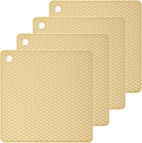 Smithcraft Silicone Trivets Mats Silicone Pot Mat for Countertop Trivet Pads Heat Resistant Table Placemats 4 Pack,Size:7.5x7.5 Inch, Shape:Square...