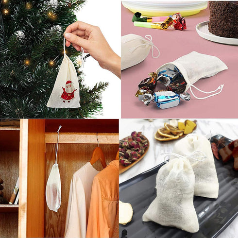 30 Pcs 4 x 6 Inches Natural Unbleached Cotton Drawstring Bags Spice/Herbs/Tea/Soup Bags,Muslin Bags Sachet Bag for Home Supplies...