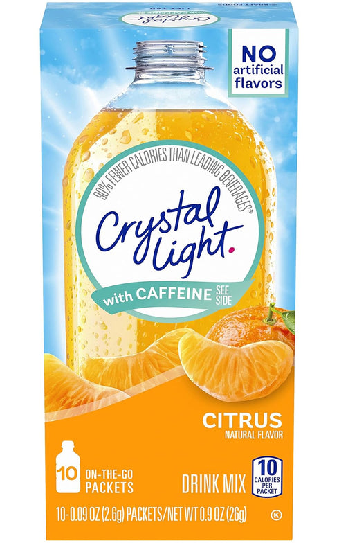 Crystal Light Citrus On-The-Go Powdered Drink Mix with Caffeine, 10 ct. (Pack of 5)...