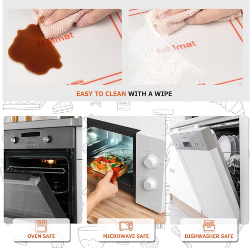 Silicone Baking Mat, Set of 2 Square Non-Stick Cuttable Baking Mats 8/9/10 inches - Best German Silicone...
