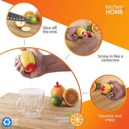 Kitchen + Home Citrus Tap – Portable Lemon Lime Juicer, Orange Citrus Spout and Jalapeño Corer – 3 Pack...