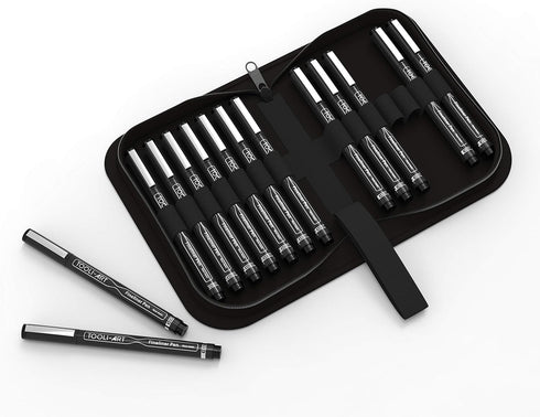 Micro-Line 14 Pens With Case, Fineliner, Multiliner, Archival Ink, Waterproof, Journaling, Illustration, Architecture, Technical Drawing, Outlinin...