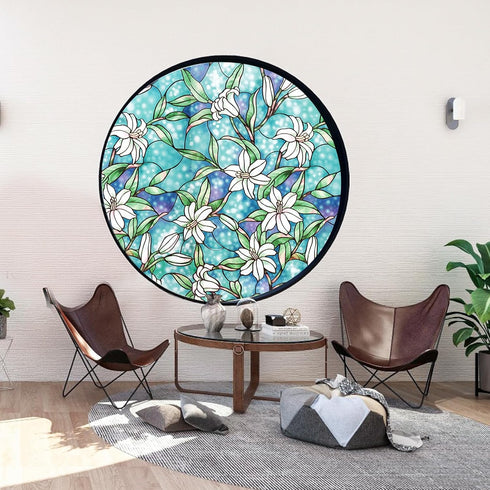 Coavas Decorative Window Privacy Film, Heat Control Sun Blocking Stained Glass Window Film, Floral Design Static Cling, Non Adhesive Windows Tint ...
