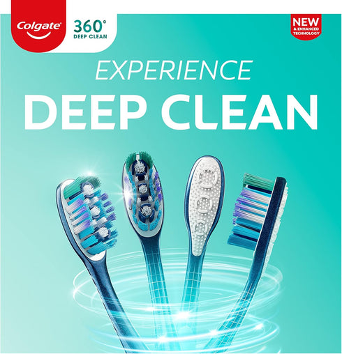 Colgate 360 Whole Mouth Clean Toothbrush, Adult Medium Toothbrushes, 5 Pack...