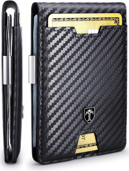 TRAVANDO Mens Slim Wallet with Money Clip AUSTIN RFID Blocking Bifold Credit Card Holder for Men with Gift Box (Carbon)...