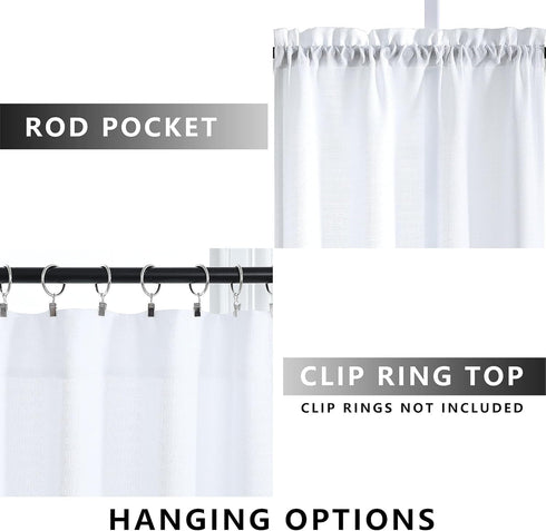 White Kitchen Curtains 36 Inch Length Sets of 2 Panels Half Windows Rod Pocket Cafe Curtains Small Tier Curtains Semi Sheer Short Farmhouse Curtai...