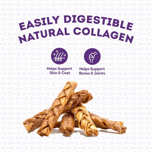 USA Collagen Braids 6-7" Dog Chew Treats - Chicken Meat Flavor, 6 Count/1 Pack...