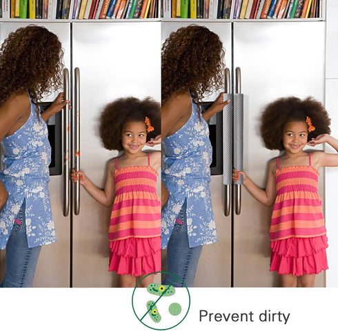 OUGAR8 Refrigerator Door Handle Covers Handmade Decor Protector for Ovens, Dishwashers.Keep Your Kitchen Appliance Clean from Smudges, Food Stains(5pcs, Rhombus Light Gray)