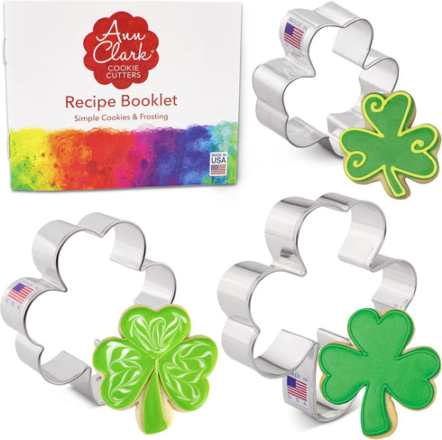 Ann Clark Cookie Cutters Shamrock Cookie Cutters 3-Pc. Set Made in the USA, Mini, Medium, and Large Shamrock...