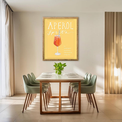Posterizer 1 pcs-Retro Aperol cocktail print with recipe-Kitchen & Bar Art-GIft for Men Women Teens-Art for Cafe, Restaurant, Coffee Bar - unframe...