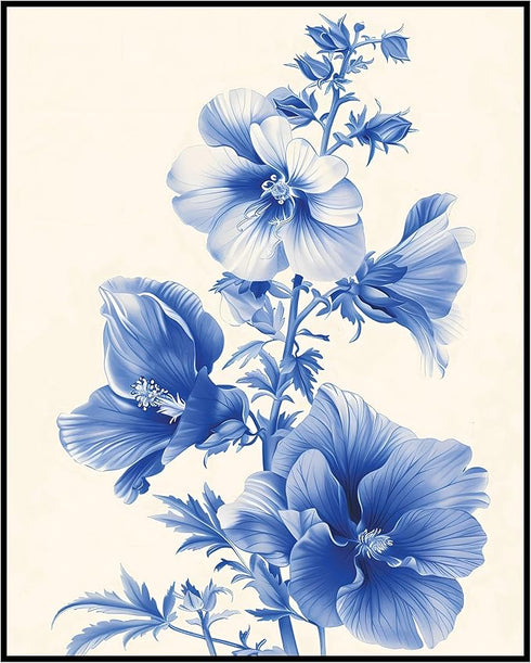 Posterizer 1 pcs-baby blue pretty flowers for chic decor-Floral & Botanical Art-Abstract & Modern Art-Decor for Home & Office- UNFRAMED Wall Art...