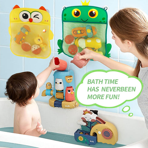 2 Pack Mesh Bathtub Toy Holder, Cute Bathtub Toy Organizer and Bath/Shower Caddy Solution for Kids & Bath Toys for Toddlers 1-3, Owl & Frog Extra ...